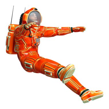 Beyaz arka plan üzerinde izole bir astronot 3D render