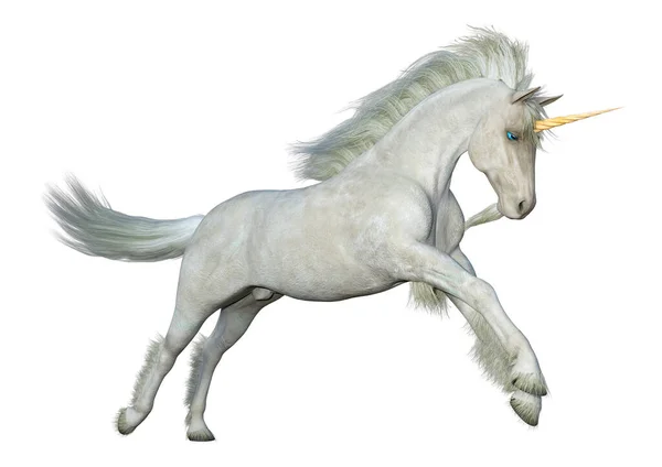 Rendering Unicorno Bianco Fantasia Isolato Sfondo Bianco — Foto Stock