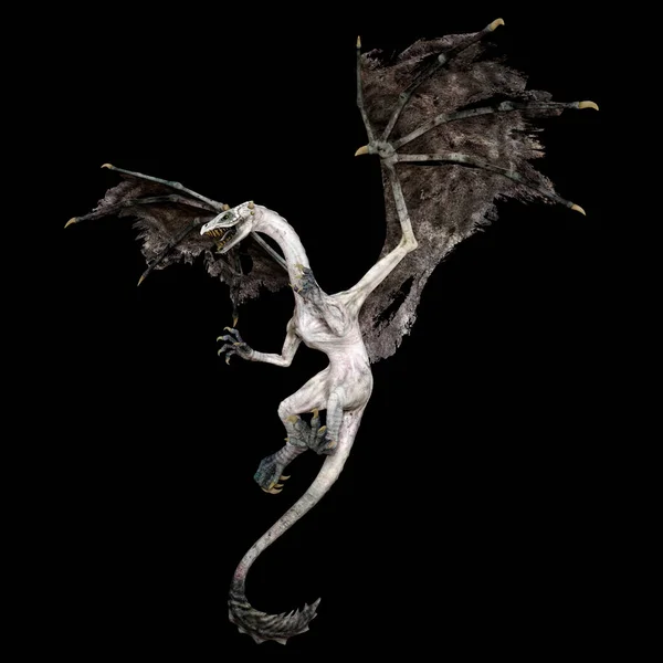 Representación Dragón Fantasía Aislado Sobre Fondo Negro —  Fotos de Stock