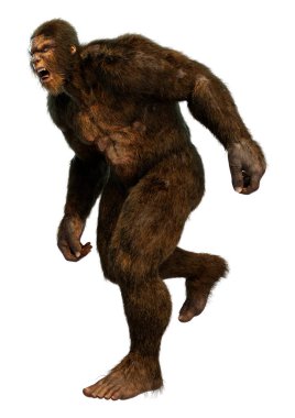 Beyaz arkaplanda izole edilmiş bir Koca Ayak veya Kocaayak 'ın 3B canlandırması