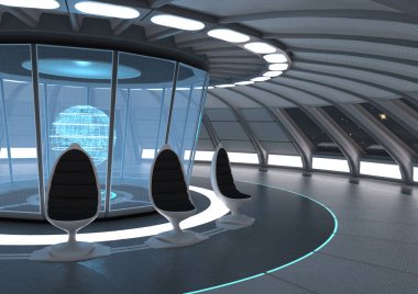 Bir bilim kurgu odasının 3 boyutlu canlandırması