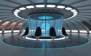 Bir bilim kurgu odasının 3 boyutlu canlandırması