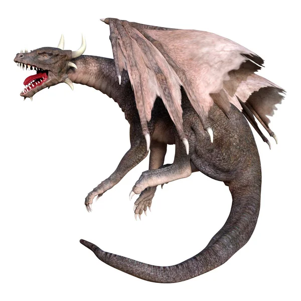 Darstellung Eines Fantasie Drachen Isoliert Auf Weißem Hintergrund — Stockfoto