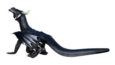 Beyaz arka planda izole edilmiş bir fantezi ejderhanın 3 boyutlu canlandırması