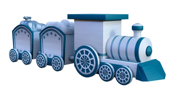Representación Tren Madera Juguete Para Niños Con Regalos Aislados Sobre —  Fotos de Stock