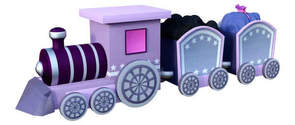 Representación Tren Madera Juguete Para Niños Con Regalos Aislados Sobre — Foto de Stock