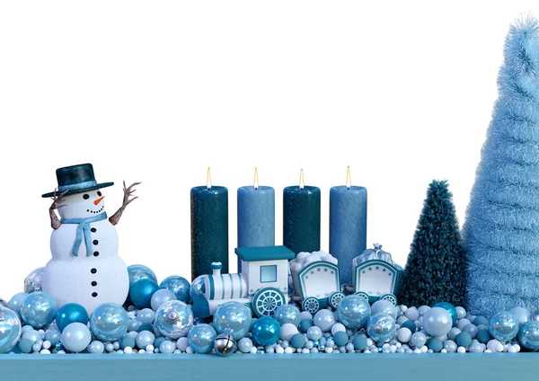Beyaz Arkaplanda Izole Edilmiş Bir Noel Masa Dekorasyonunun Boyutlu Canlandırması — Stok fotoğraf