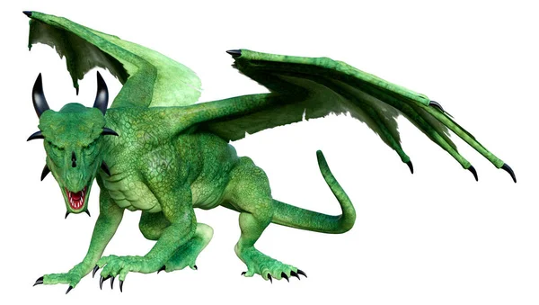 Darstellung Eines Fantasie Drachen Isoliert Auf Weißem Hintergrund — Stockfoto