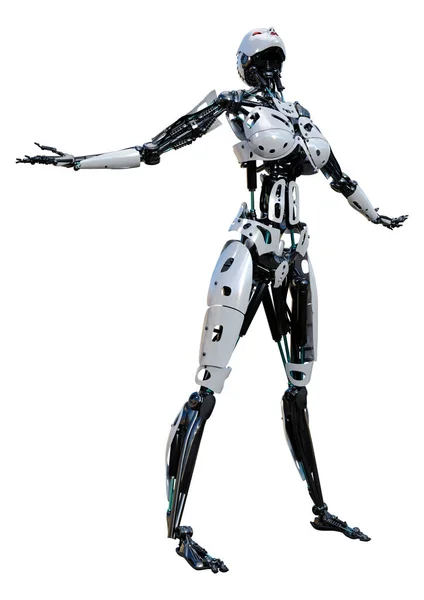 Rendering Einer Roboterin Isoliert Auf Weißem Hintergrund — Stockfoto