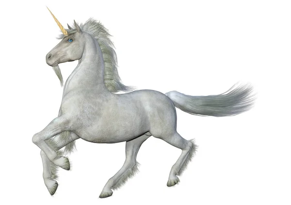 Rendering Unicorno Bianco Fantasia Isolato Sfondo Bianco — Foto Stock