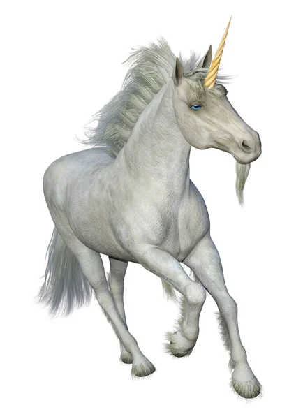 Rendering Unicorno Bianco Fantasia Isolato Sfondo Bianco — Foto Stock