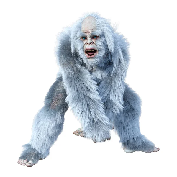 Rendering Eines Fantasiewesens Yeti Isoliert Auf Weißem Hintergrund — Stockfoto