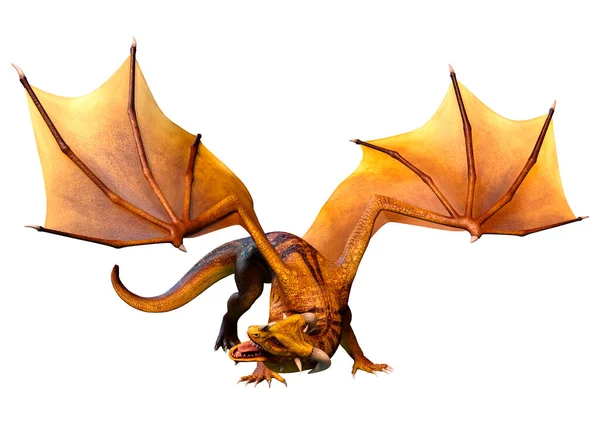 Rendering Fantasy Dragon Isolated White Background — Stock Photo, Image