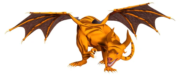 Darstellung Eines Fantasie Drachen Isoliert Auf Weißem Hintergrund — Stockfoto