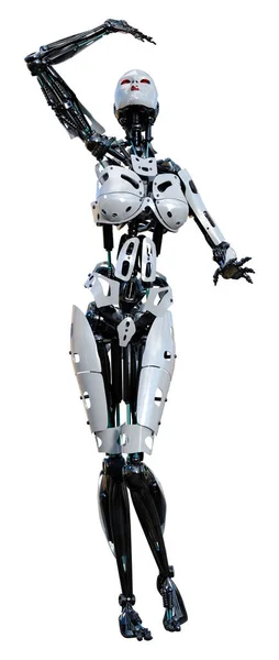 Rendering Robot Femmina Isolato Sfondo Bianco — Foto Stock