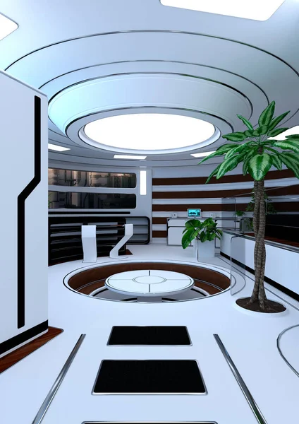 Återgivning Science Fiction Lägenhet Interiör — Stockfoto