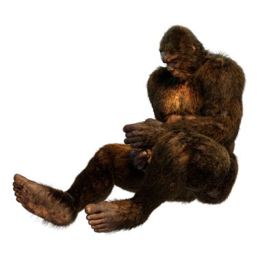 Beyaz arkaplanda izole edilmiş bir Koca Ayak veya Kocaayak 'ın 3B canlandırması