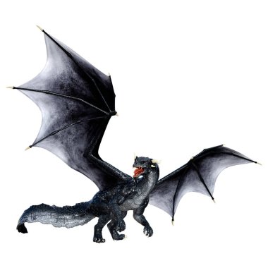 Beyaz arka planda izole edilmiş bir fantezi ejderhanın 3 boyutlu canlandırması