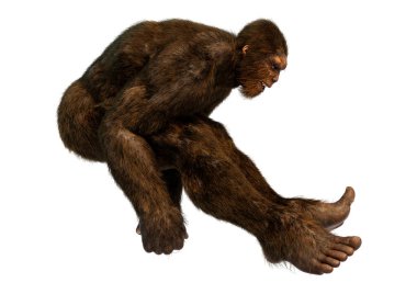 Beyaz arkaplanda izole edilmiş bir Koca Ayak veya Kocaayak 'ın 3B canlandırması