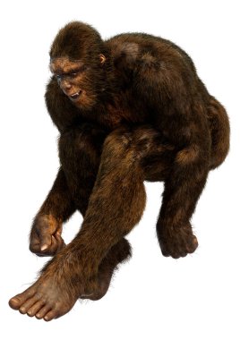 Beyaz arkaplanda izole edilmiş bir Koca Ayak veya Kocaayak 'ın 3B canlandırması