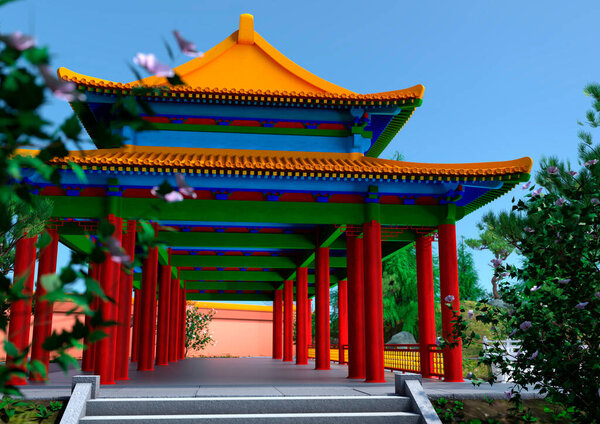3D Rendering Chinese Garden