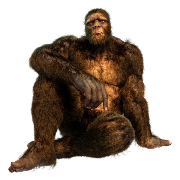 Απόδοση Ενός Sasquatch Bigfoot Απομονώνονται Λευκό Φόντο — Φωτογραφία Αρχείου