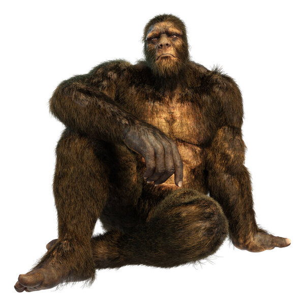 3D rendering of a Sasquatch or Bigfoot isolated on white background