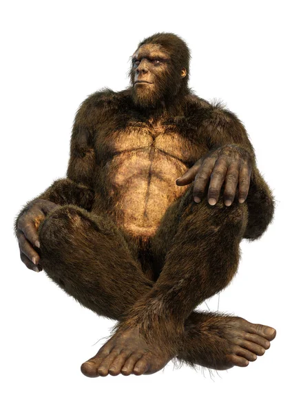 Vykreslení Sasquatch Nebo Bigfoot Izolované Bílém Pozadí — Stock fotografie