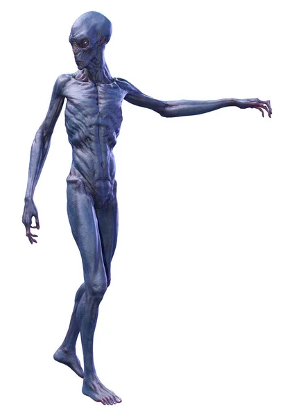 Representación Alienígena Macho Azul Aislado Sobre Fondo Blanco —  Fotos de Stock