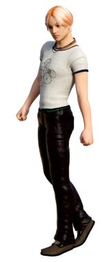 Beyaz arka planda izole edilmiş bir gencin 3D görüntüsü