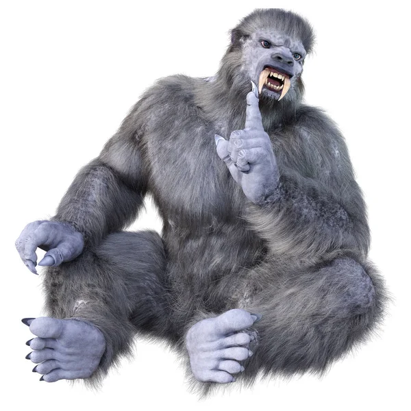 Rendering Una Bestia Delle Nevi Bigfoot Isolato Sfondo Bianco — Foto Stock