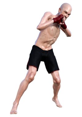üst düzey bir adam boks 3d render beyaz arka plan üzerinde izole