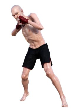 üst düzey bir adam boks 3d render beyaz arka plan üzerinde izole