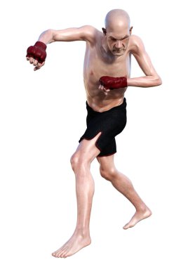 üst düzey bir adam boks 3d render beyaz arka plan üzerinde izole