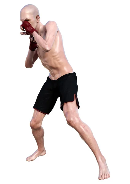 Rendering Senior Man Boxing Isolated White Background — Stock Photo, Image