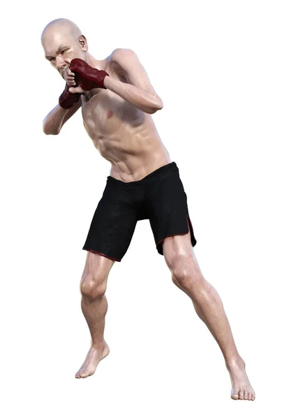 Renderização Homem Sênior Boxe Isolado Fundo Branco — Fotografia de Stock