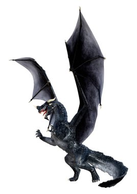 Beyaz arka planda izole edilmiş bir fantezi ejderhanın 3 boyutlu canlandırması