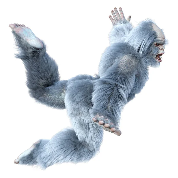在白色背景下孤立的奇幻生物Yeti的3D渲染 — 图库照片
