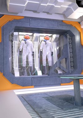 Bir bilim kurgu uzay istasyonunun 3 boyutlu canlandırması