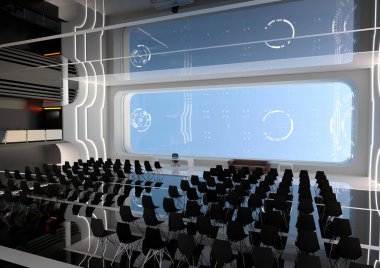 Bir bilim kurgu oditoryumunun 3 boyutlu görüntülemesi