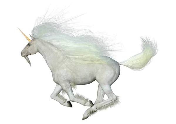 Rendering Unicorno Bianco Fantasia Isolato Sfondo Bianco — Foto Stock