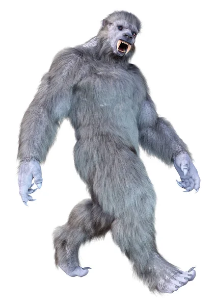 Återgivning Snö Odjur Varelse Eller Bigfoot Isolerad Vit Bakgrund — Stockfoto