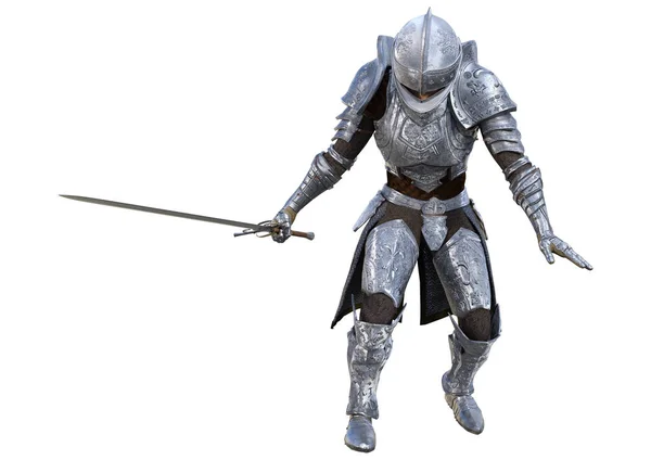 Renderização Guerreiro Medieval Masculino Isolado Fundo Branco — Fotografia de Stock