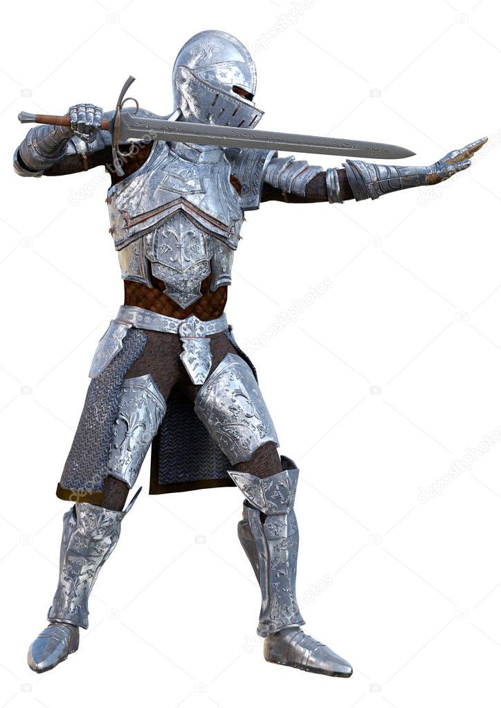 3D rendering of a male medieval warrior isolated on white background