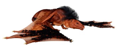 Beyaz arka planda izole edilmiş bir fantezi ejderhanın 3 boyutlu canlandırması