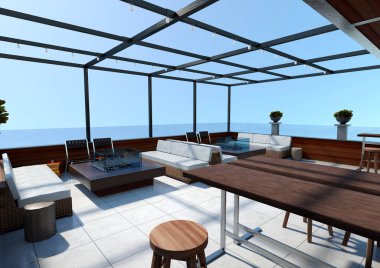 Romantik bir gökdelenin 3 boyutlu canlandırması