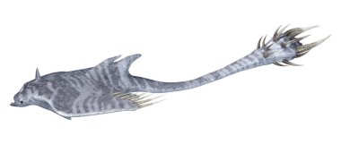 Beyaz arkaplanda izole edilmiş bir şeytan ışınının 3 boyutlu görüntülemesi