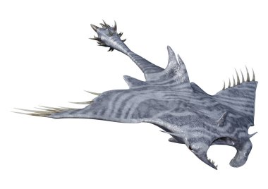 Beyaz arkaplanda izole edilmiş bir şeytan ışınının 3 boyutlu görüntülemesi