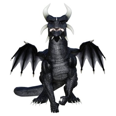 Beyaz arka planda izole edilmiş bir fantezi ejderhanın 3 boyutlu canlandırması