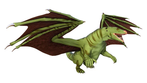 Rendering Fantasy Dragon Isolated White Background — Stock Photo, Image